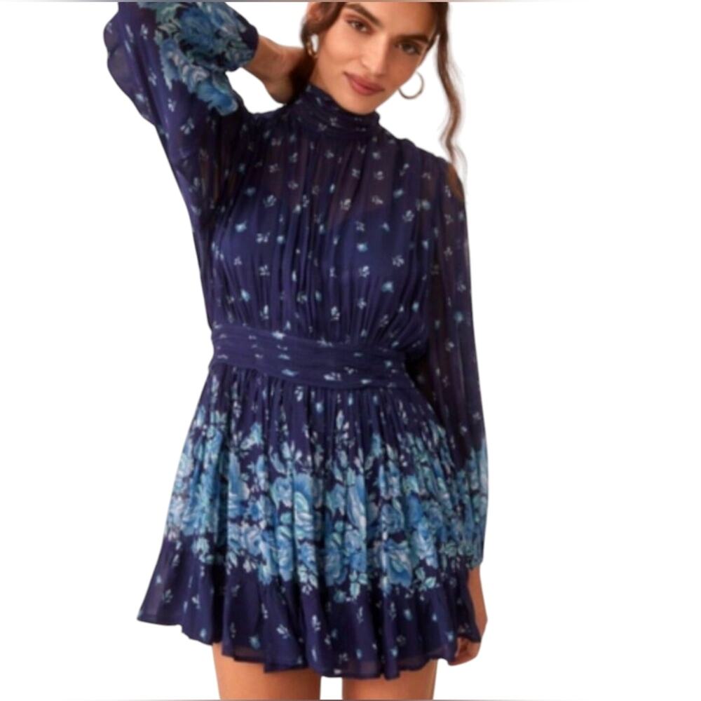 Anthropologie Let Me Be Mock Neck Mini Dress Floral Boho - Picture 2 of 14